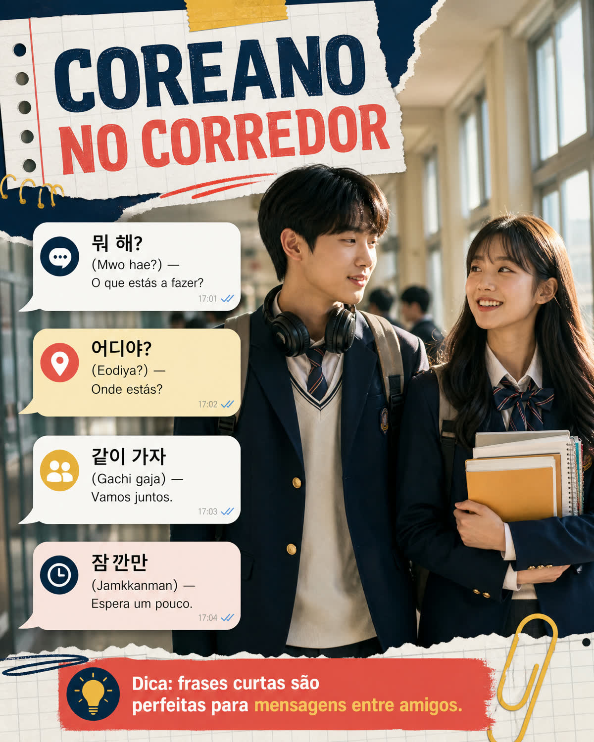 Mapa mental, coreano no corredor da escola (k-drama)
